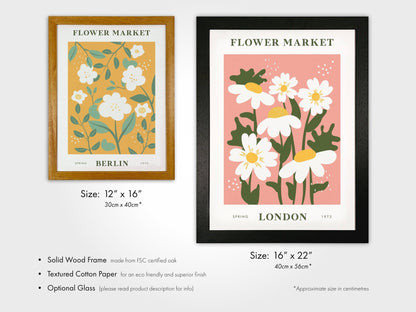 Set of 3 Flower Market Poster Prints (Milan / Berlin / London) - Pathos Studio - Art Print Sets