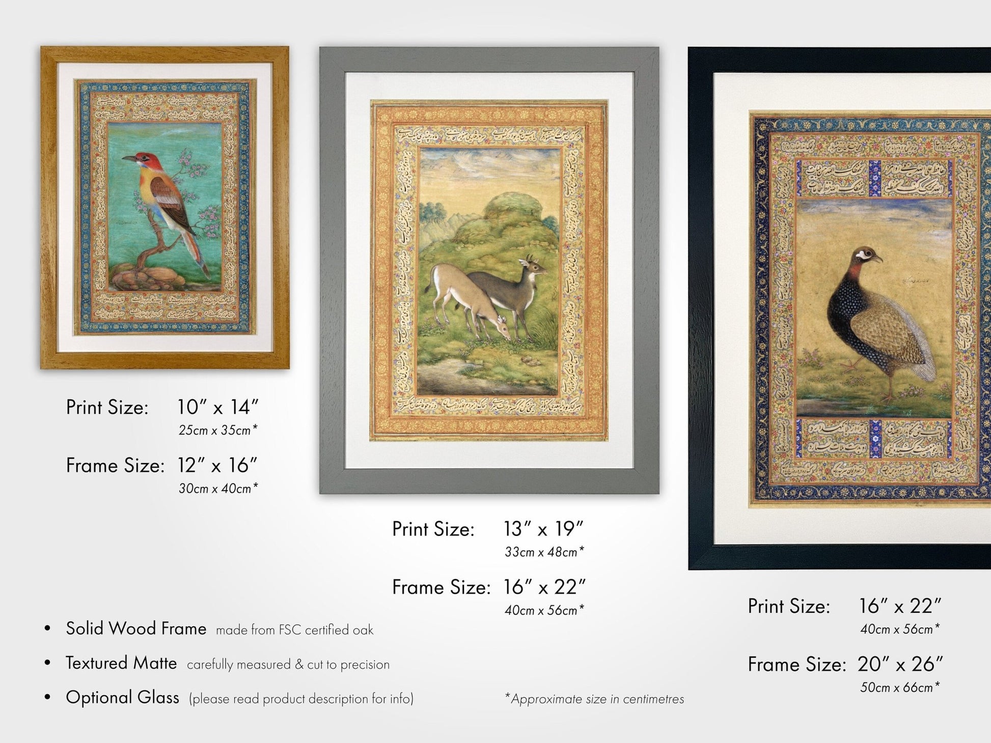 Set of 3 - Traditional Persian Birds & Deer Art - Pathos Studio - Posters, Prints, & Visual Artwork