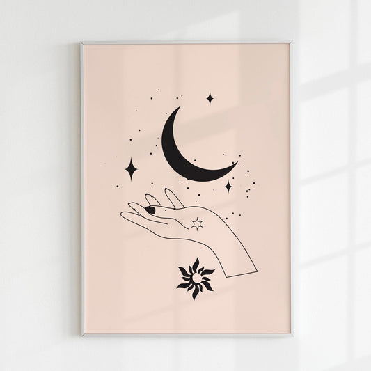 Spirituality Moon & Hand - Pathos Studio - Art Prints