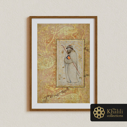 Standing Dervish Holding A Staff (Antique Persian Art) - Pathos Studio - Art Prints