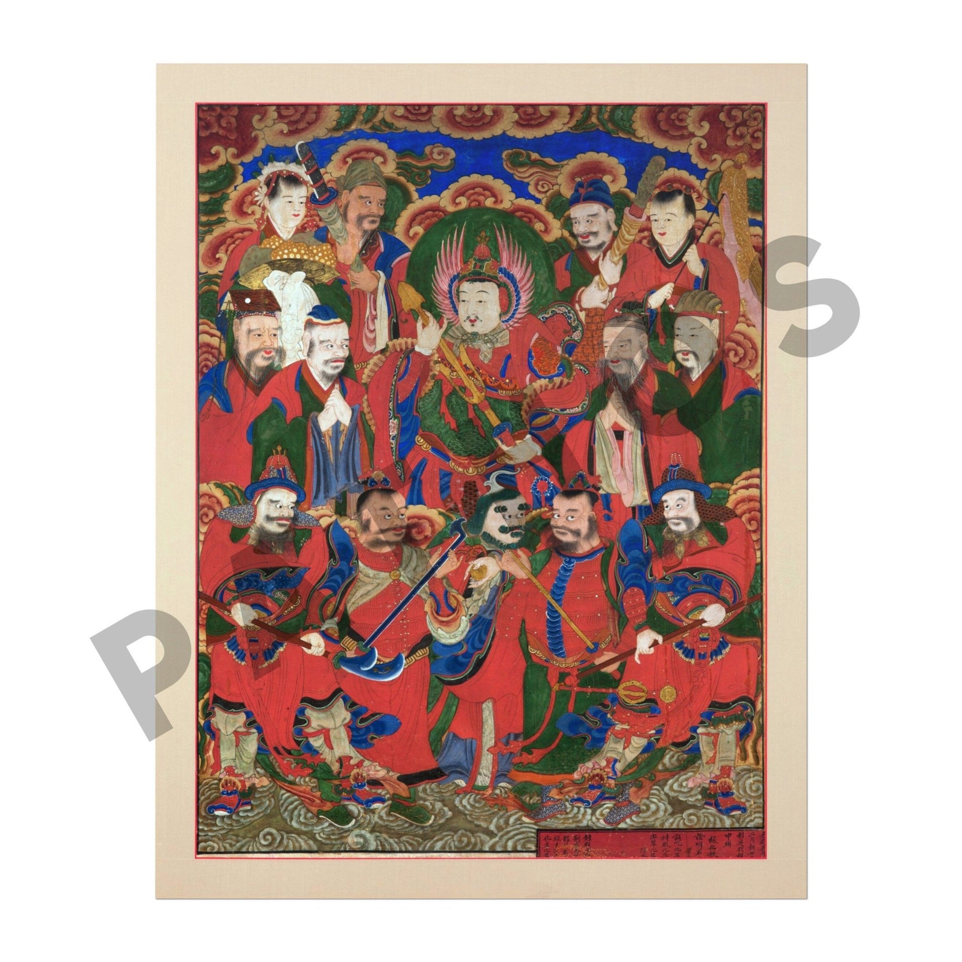 The Heavenly Dragon General with Attendants (Traditional Korean Art) - Pathos Studio - Art Prints