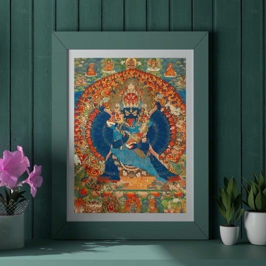 Tibetan Thangka Depicting Vajrabhairava (Traditional Buddhist Painting)