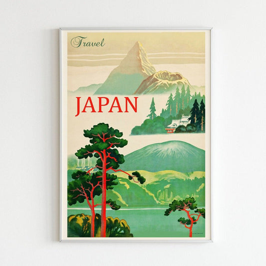 Visiter le Japon - Affiche de voyage vintage