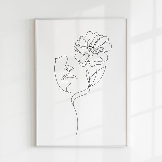 Woman & Flower Line Art Print 01 - Pathos Studio - Art Prints